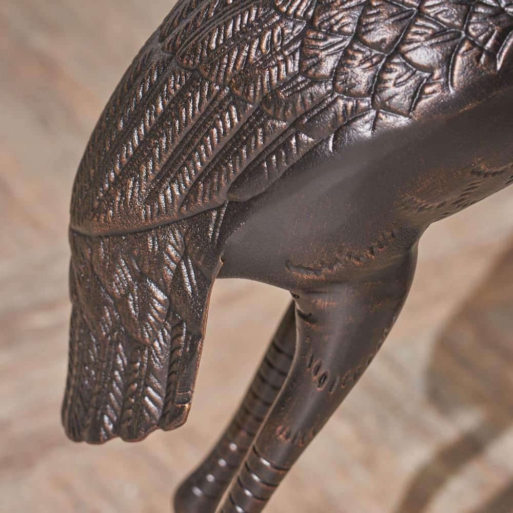 Noble House Scarlet Outdoor 39" Aluminum Crane Garden Statue in Dark Bronze