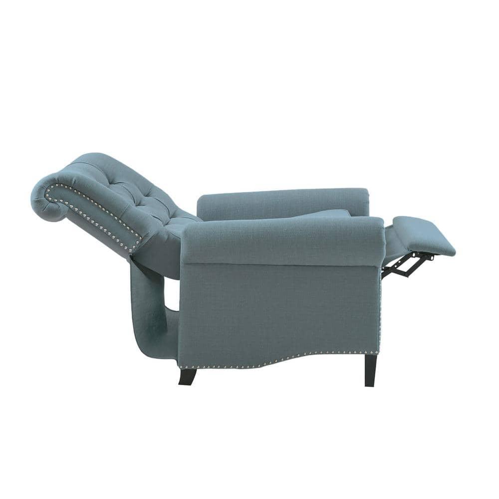 Zak Recliner Blue: Madison Park, Polyester & Linen Upholstery, Wood Frame, Foam Fill, Spot Clean
