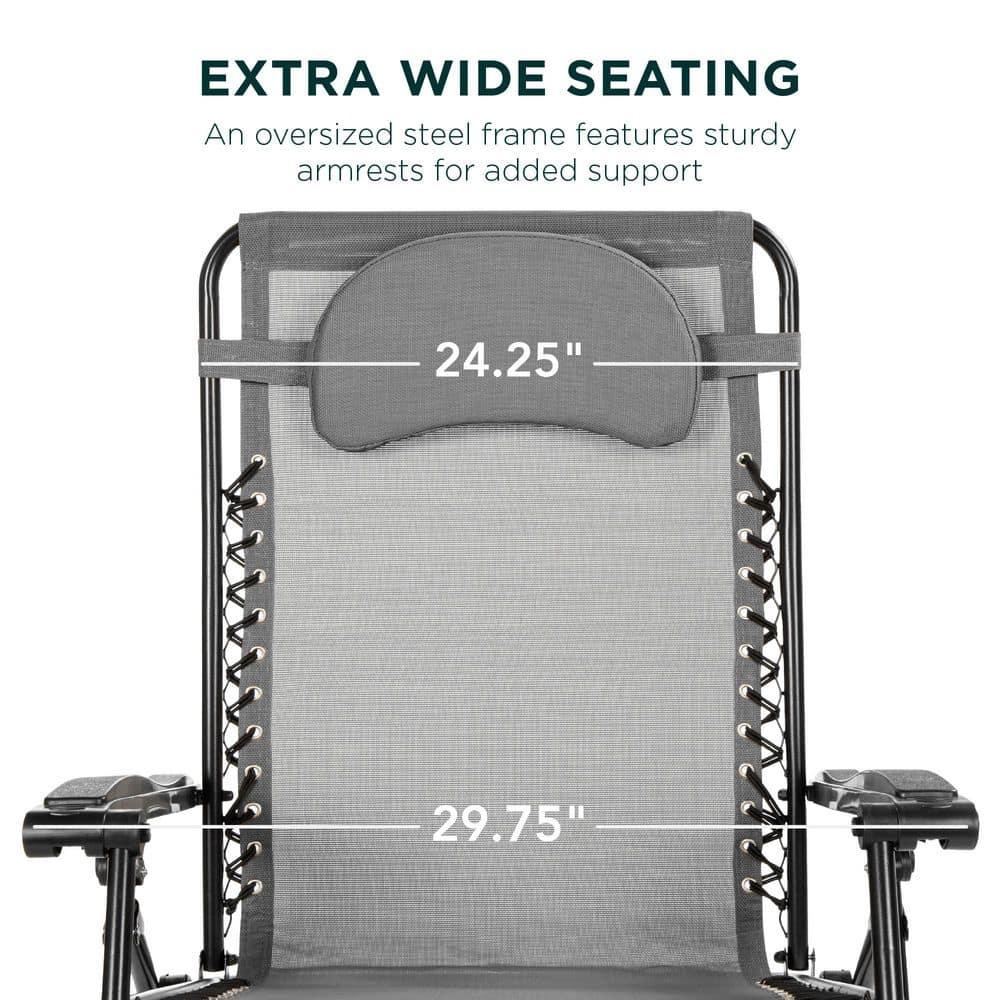 Best Choice Products Oversized Zero Gravity Chair, Folding Outdoor Patio Recliner w/ Cup Holder - Gray