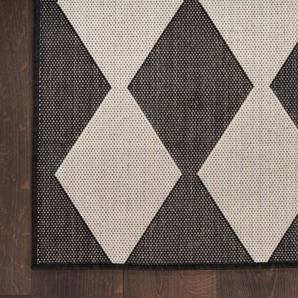 Nourison Positano Retro Diamond Flatweave Indoor Outdoor Low Pile Area Rug Black 8' x 10'