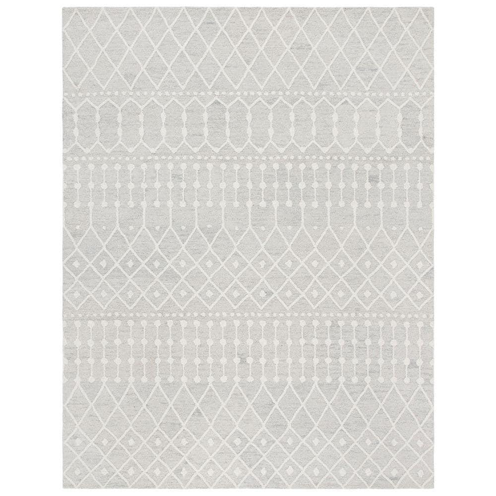 Blossom BLM115 Hand Tufted Area Rug - Silver/Ivory - 8'x10' - Safavieh.