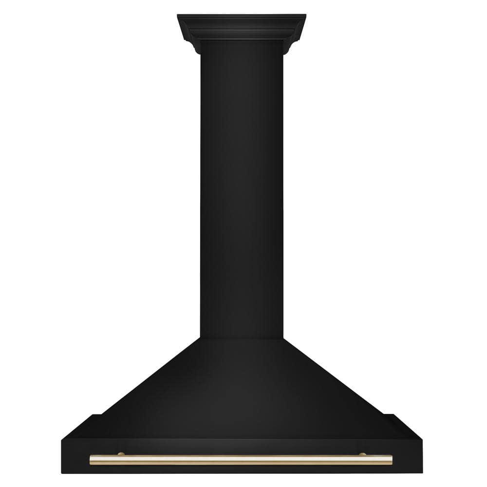 ZLINE ZLINE 36 in. Autograph Edition Black Stainless Steel Wall Mount Range Hood W/ Accent Handle BSKB4Z-36-G