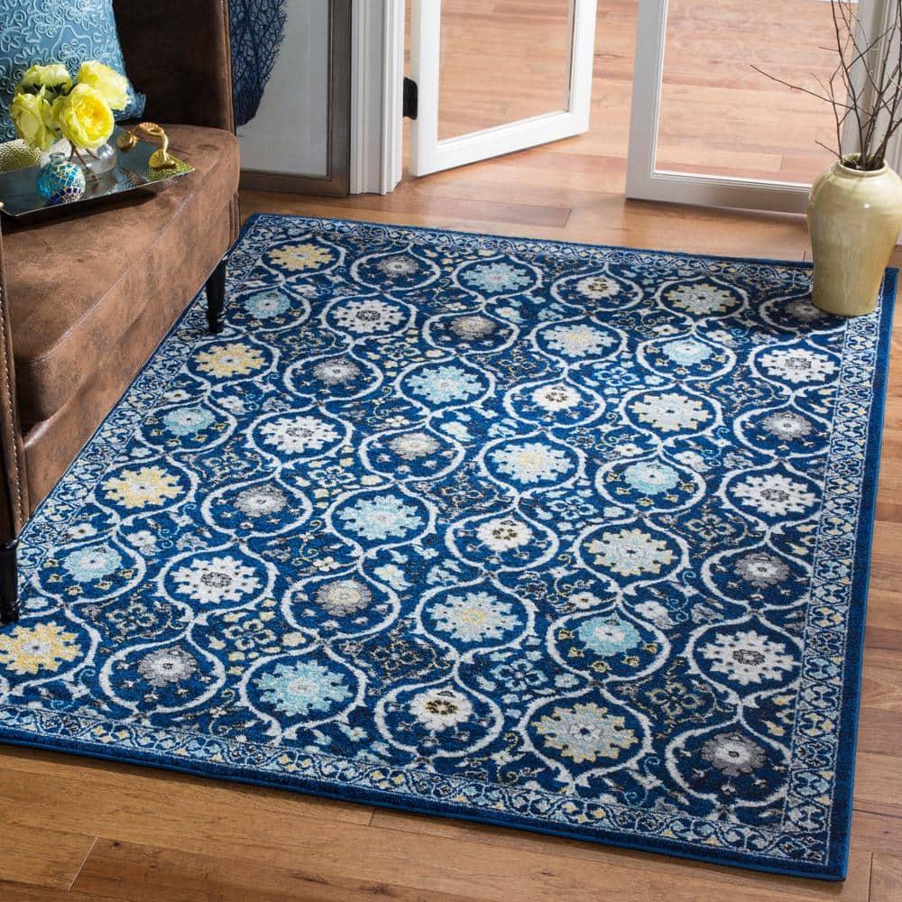Evoke EVK210 Power Loomed Area Rug - Royal/Ivory - 6'7"x9' - Safavieh.
