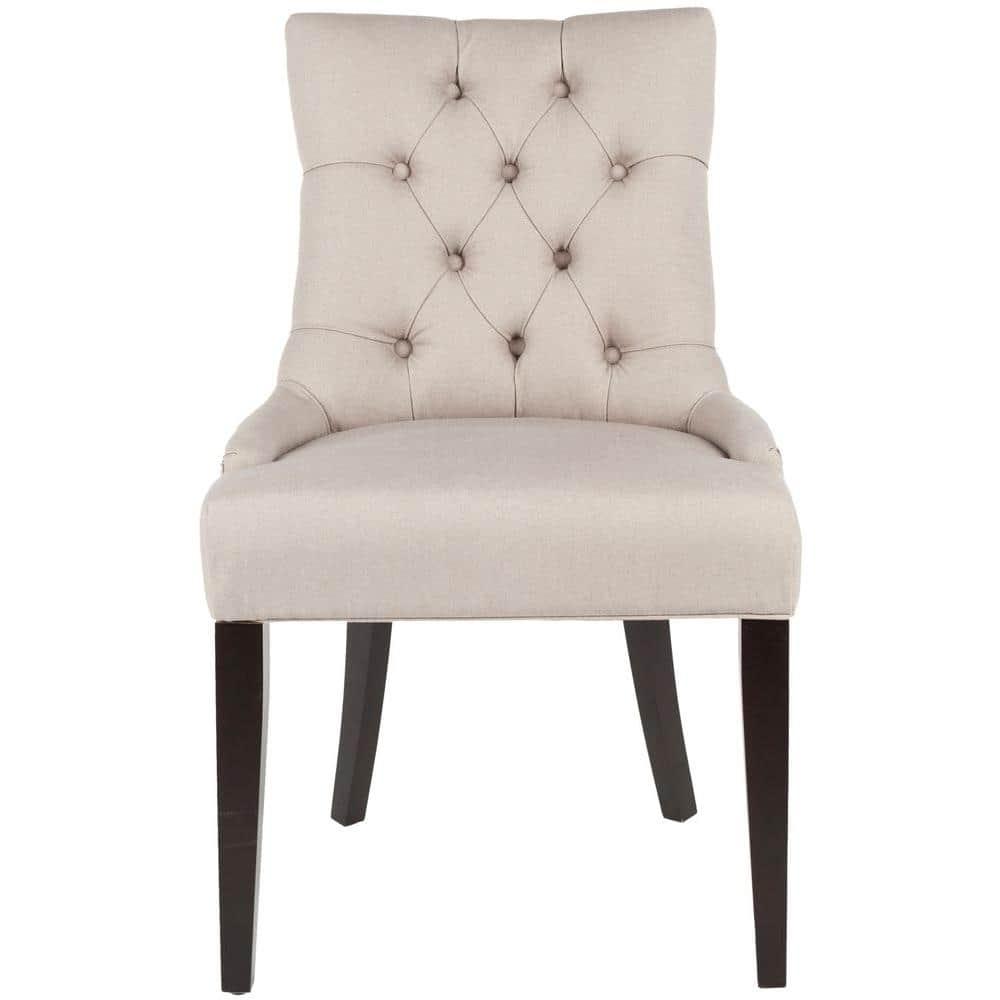 Abby 19''H Tufted Side Chairs (Set Of 2)  Silver Nail Heads - Taupe - Safavieh
