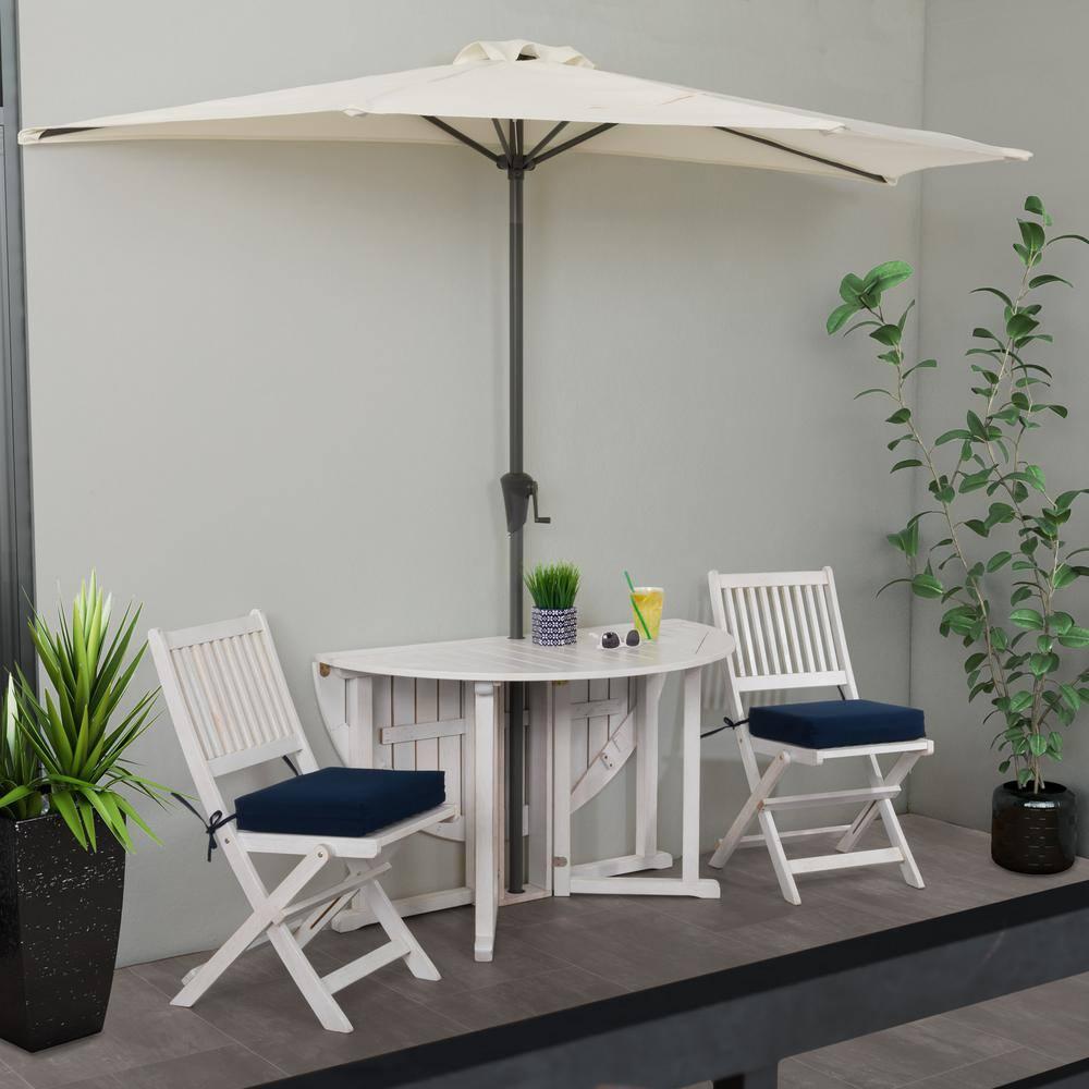 8.5'ft. Steel Market Half Patio Umbrella in Off White