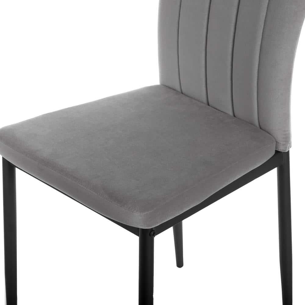 Fabulaxe Gray Modern And Contemporary Tufted Velvet Upholstered Accent Dining Chair