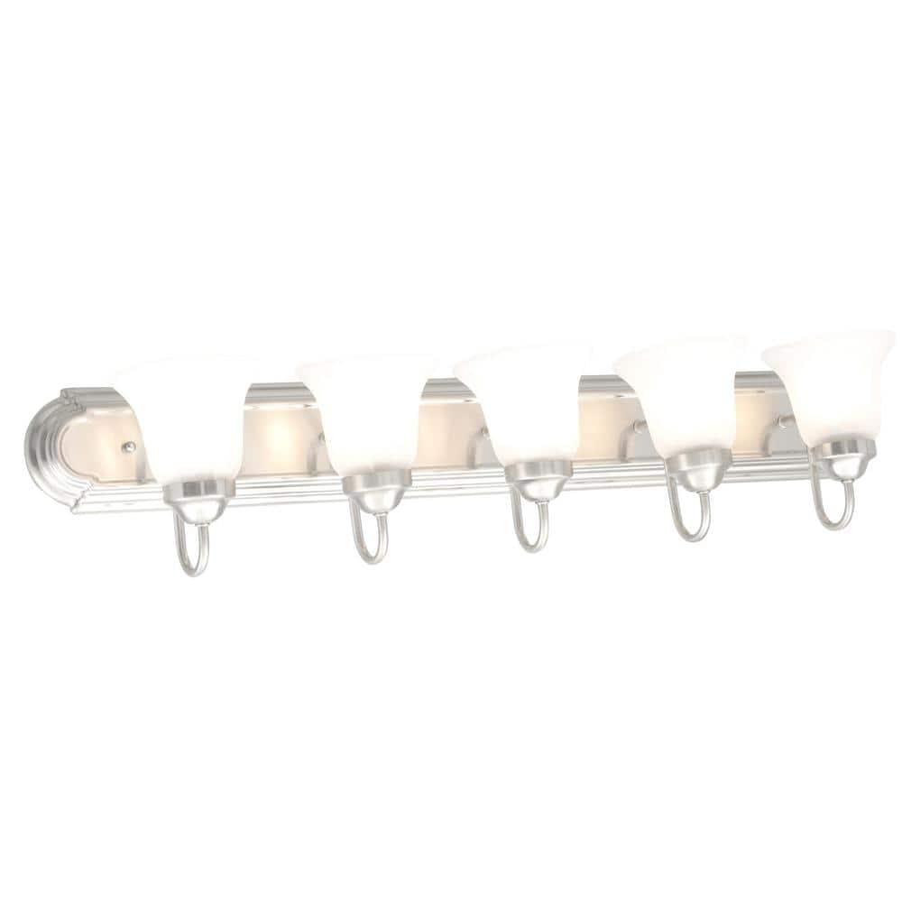 Progress Lighting Builder 5-Light Bath Bracket, Brushed Nickel, Alabaster Glass