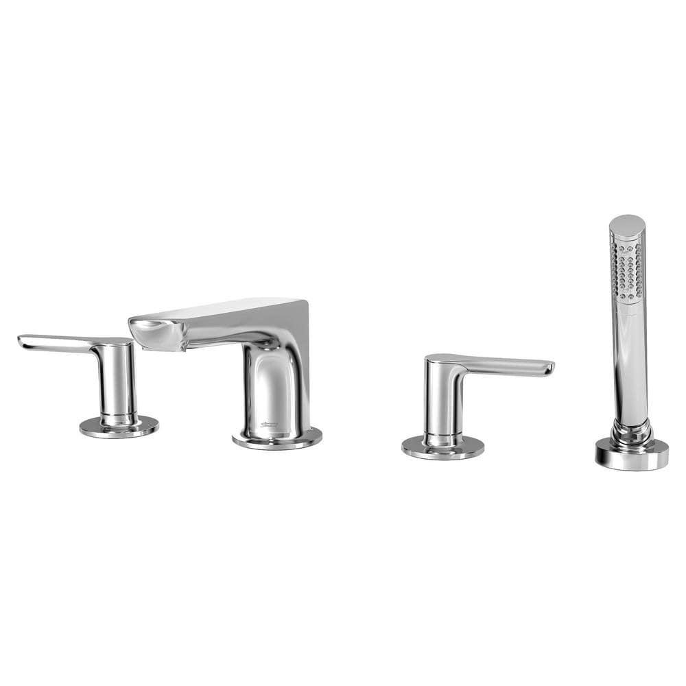 American Standard Studio S 2-Handle Deck-Mount Roman Tub Faucet for Flash Rough-in Valve with Hand Shower in Polished Chrome