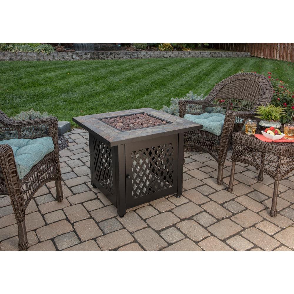 Endless Summer Endless Summer, 30" Square LP Gas Outdoor Fire Pit with Mosaic Slate Tile Mantel