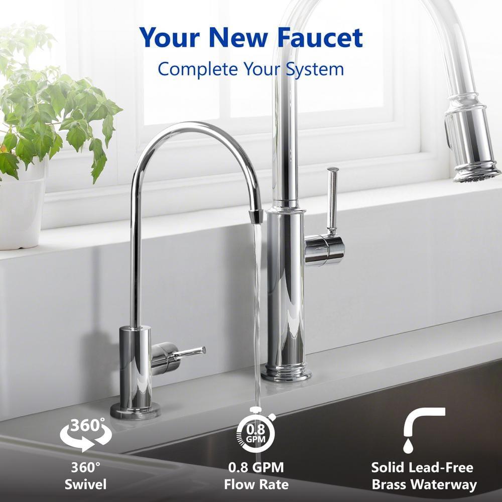 Express Water Modern Water Filter Faucet – Chrome – Drinking Water Faucet – Reverse Osmosis Filtration System and Kitchen Sink Beverage Faucet – Simple 3-Piece Easy Install Faucet