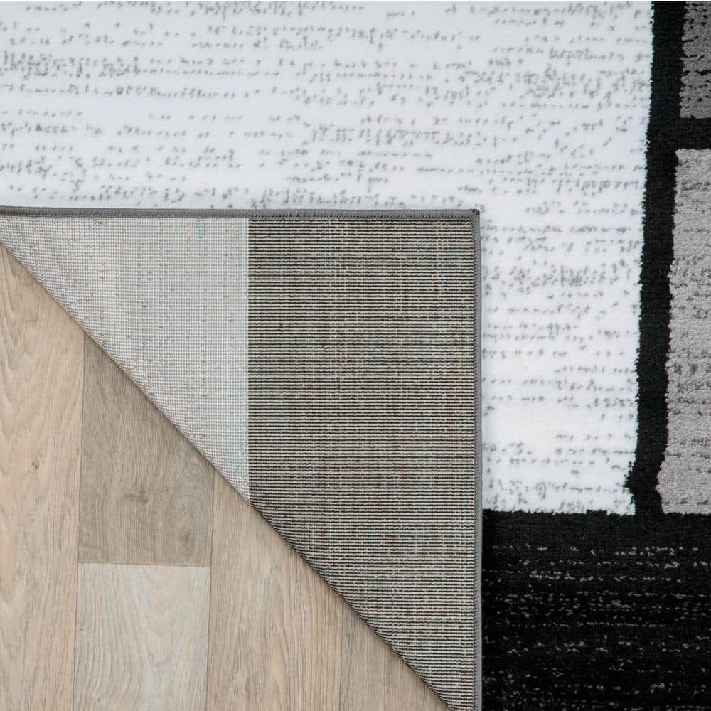 World Rug Gallery Contemporary Modern Boxed Color Block Area Rug - Gray 4'x6'