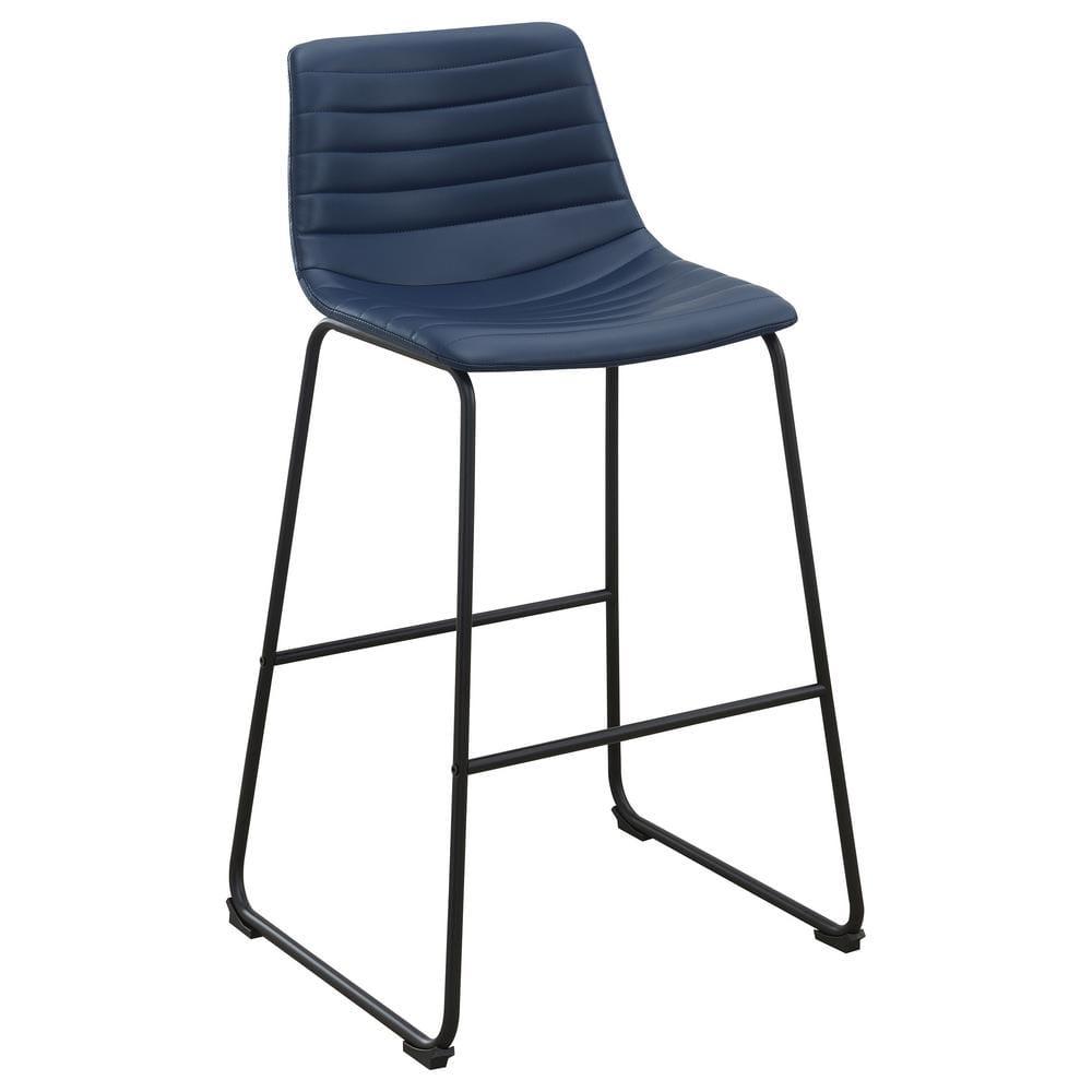 Coaster Zuni Rustic Faux Leather Upholstered Bar Chair in Blue