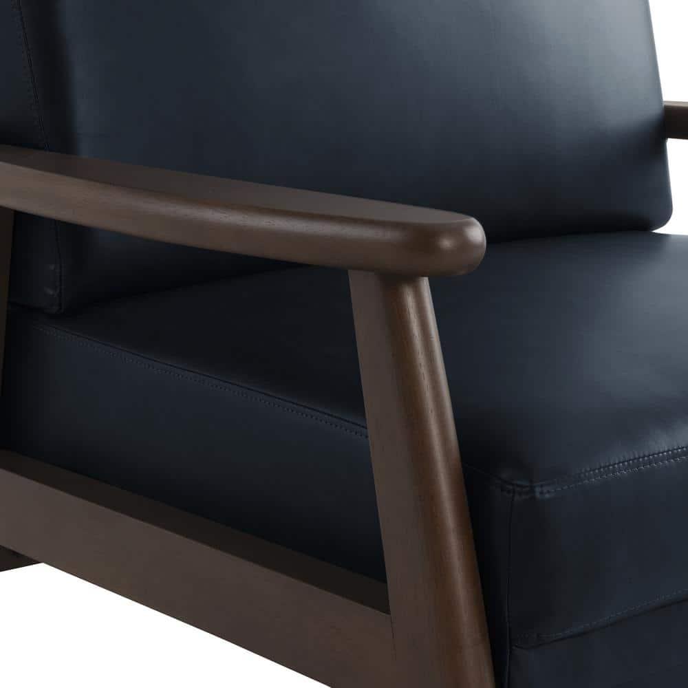 36.6" Modern Solid Wood Accent Chair Upholstered in Faux Leather