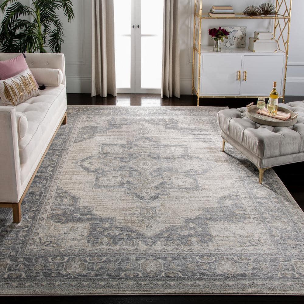 Brentwood BNT865 Power Loomed Indoor Area Rug - Cream/Grey - 8'x8' - Safavieh