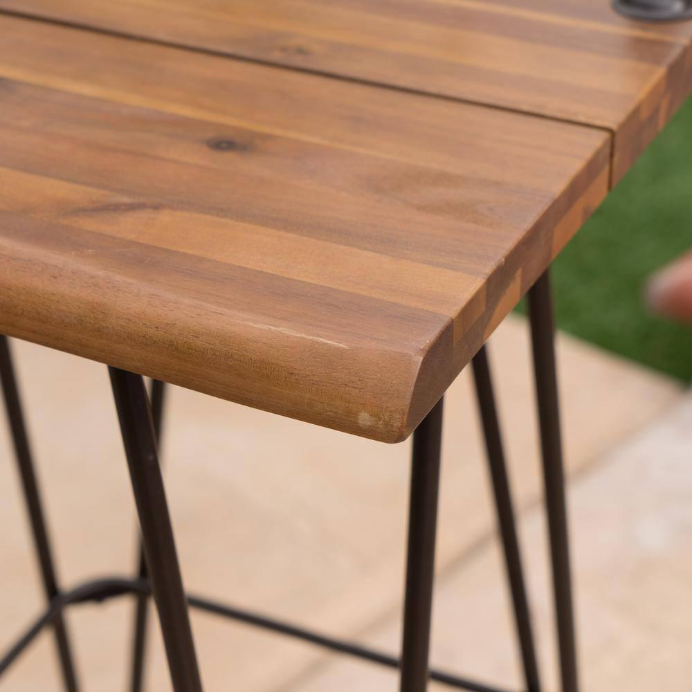 Noble House Denali Outdoor Teaked Acacia Wood Barstools (Set of 2)
