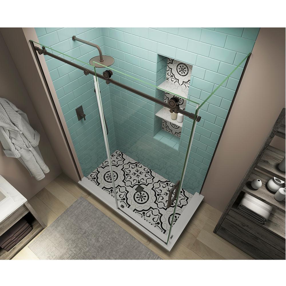 Aston Coraline XL 52" - 56" W x 32" D x 80" H Frameless Rectangle Sliding Shower Enclosure SEN984EZ.UC-NBR-563280-R