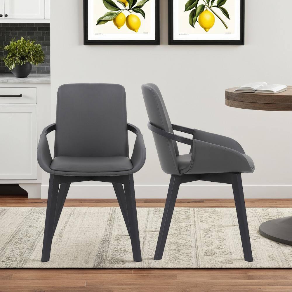 Greisen Faux Leather Wood Dining Chair Gray - Armen Living