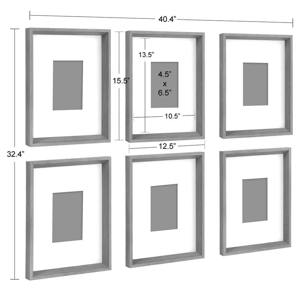 6pc 12" x 15" Calter Framed Print Art Set Gold - Kate and Laurel