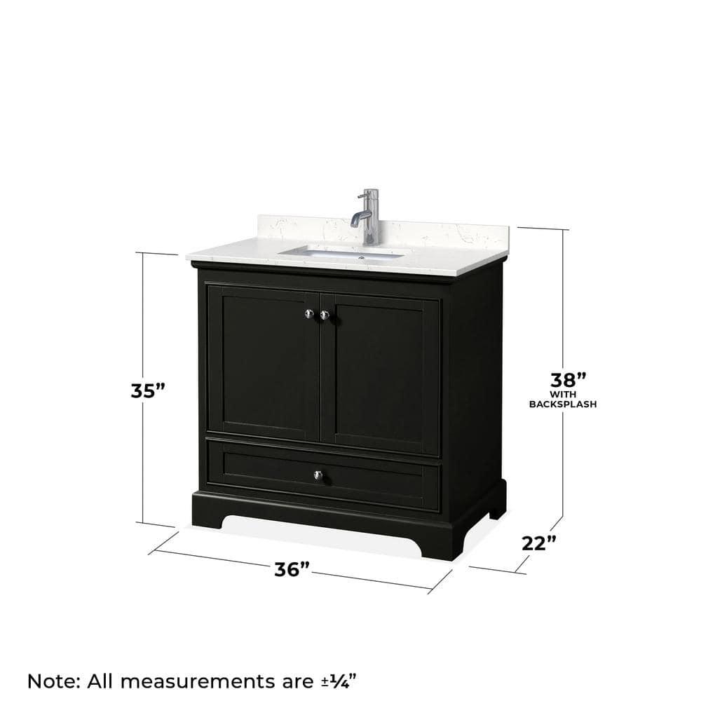 Wyndham Collection Deborah 36'' Single Bathroom Vanity with Marble Top with Mirror