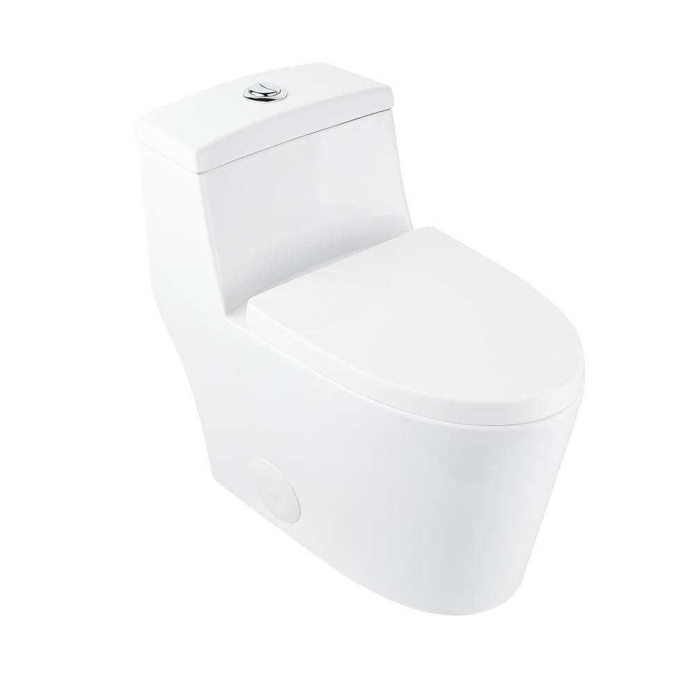 DeerValley Prism Dual-Flush Elongated One-Piece Toilet with Glazed Surface Lower Water Tank for Space Saving (Seat Included)