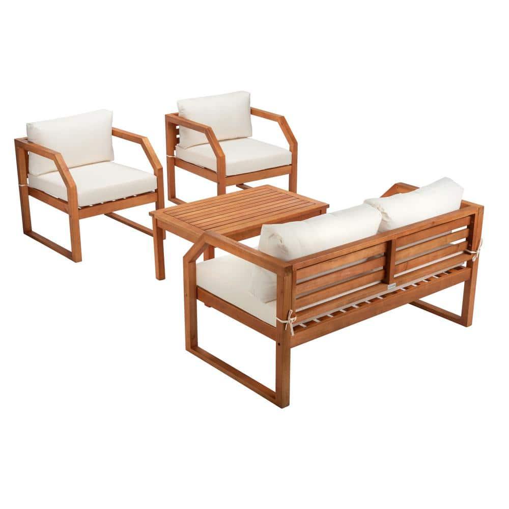 Dren 4 Piece Living Set - Indoor/Outdoor - PAT7067 - Natural/Beige - Safavieh