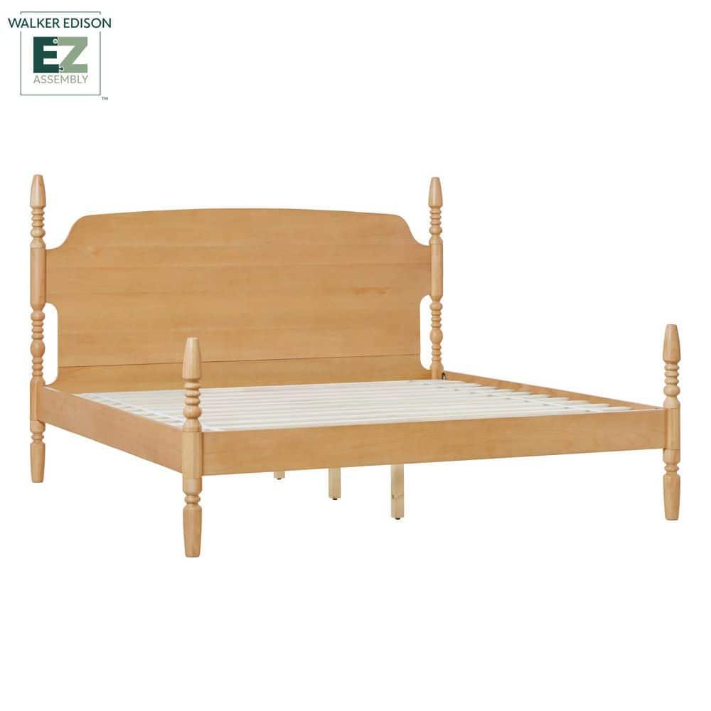 Walker Edison Vivienne Traditional Easy Assembly Solid Wood Turned Spindle Bed
