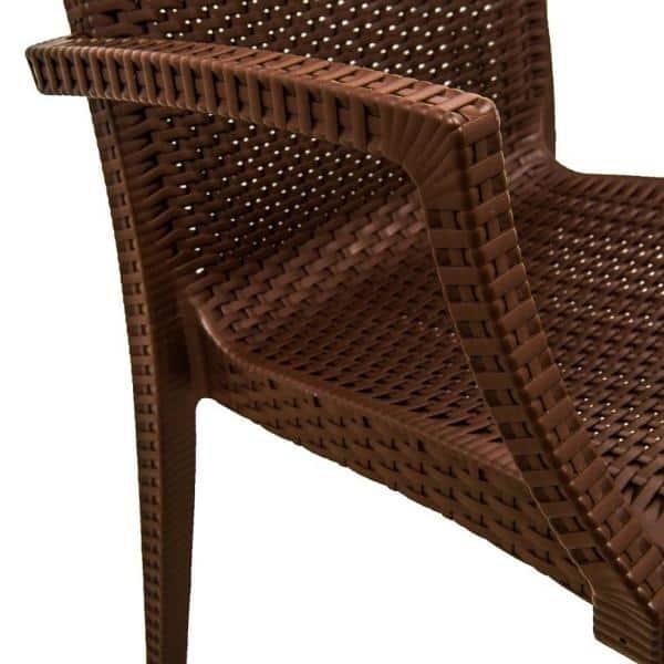 LeisureMod Mace Modern Dining Arm Chair for Indoor and Outdoor Home, Set of 2 in Brown