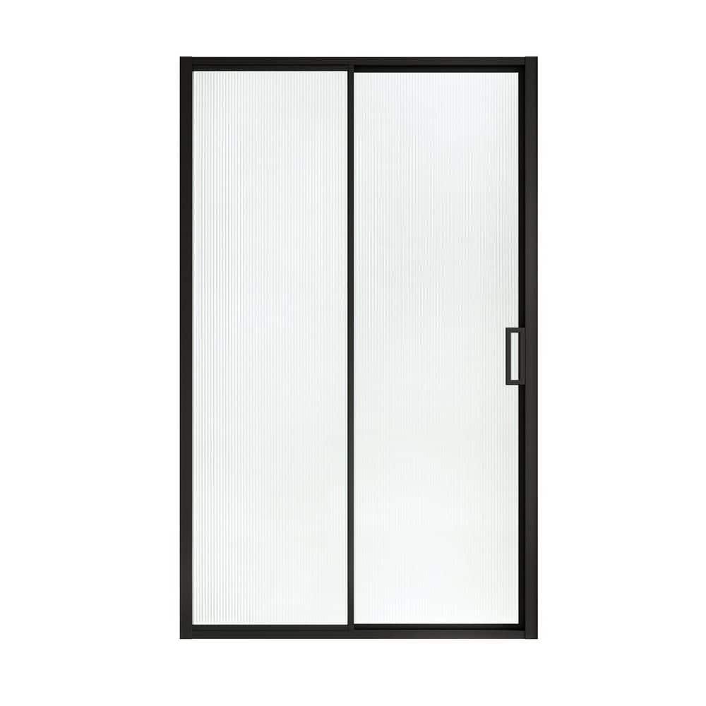 Ove Decors Stanford 48 In. W X 74 In. H Sliding Fluted Straight Alcove Shower Door
