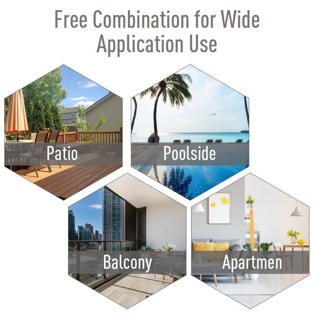 Outsunny Set of 4 Patio Folding Chairs, Stackable Outdoor Sling Chairs with Armrests for Lawn, Camping, Dining, Beach, Metal Frame, Gray