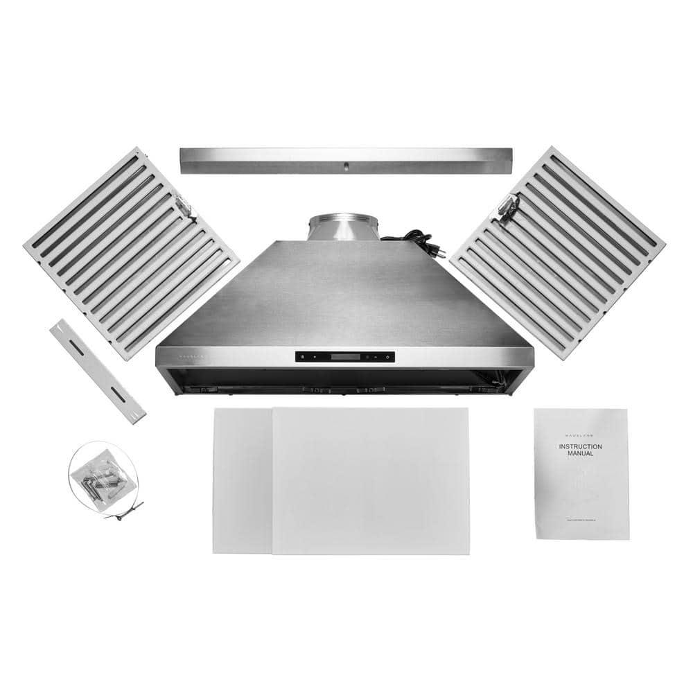 Hauslane 30" Stainless Steel 450 CFM Convertible Wall Range Hood with Baffle Filter