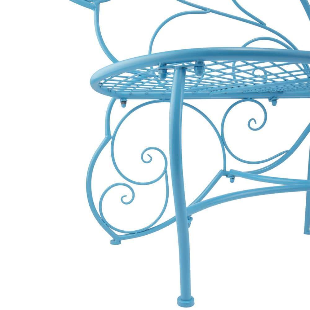 38" x 62" Metal Butterfly Outdoor Bench Blue - Alpine Corporation