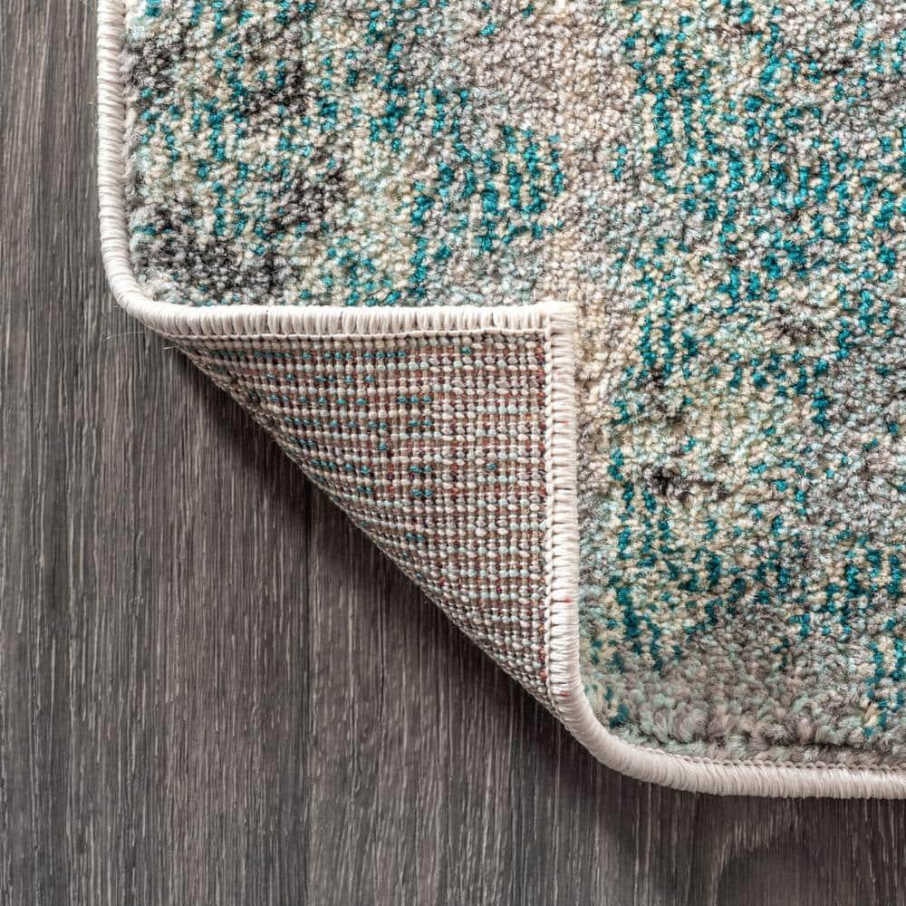 6'x 9' Contemporary POP Modern Abstract Vintage Area Rug, Cream/Blue - JONATHAN Y