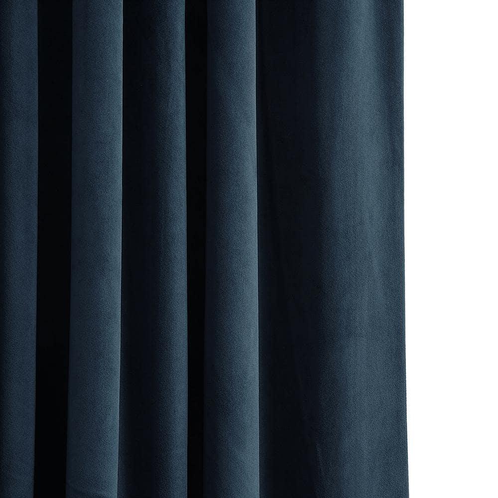 Half Price Drapes Signature Midnight Blue Velvet Blackout Curtains For Bedrooms (1 Panel), 50WX 84L
