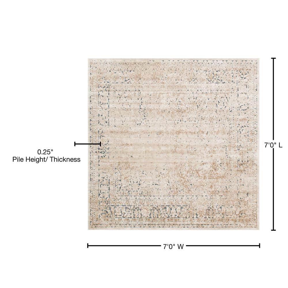 Unique Loom Chateau Collection Area Rug - Jefferson (7' 1" Square Beige/Light Brown)