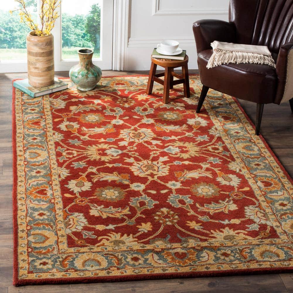 Heritage HG403 Handmade Area Rug - 5'x8' - Red/Blue - Safavieh