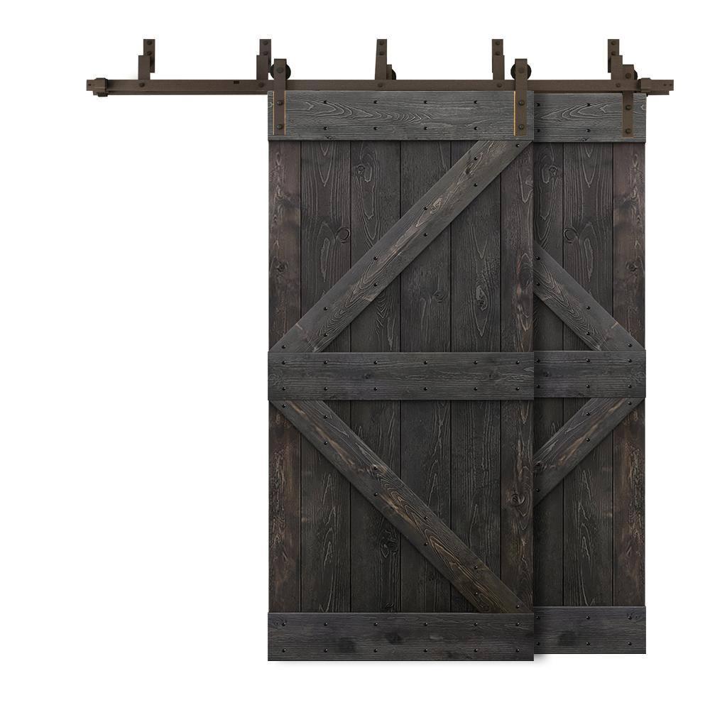 Calhome 84'' Solid Wood Paneled Painted with Installation Hardware Kit Barn Door