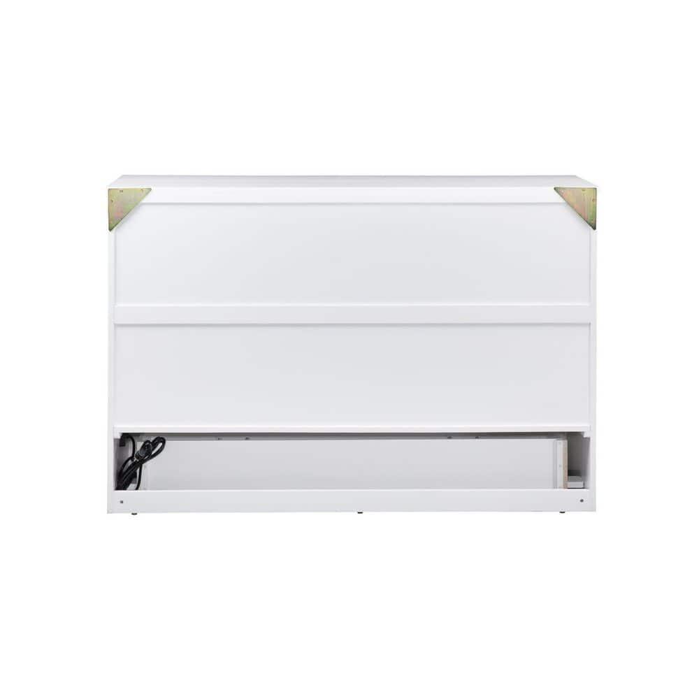 Queen Deerfield Murphy Bed Chest with Charging Station White - AFI: Space-Saving, Fold-Out Mattress, Elegant Design