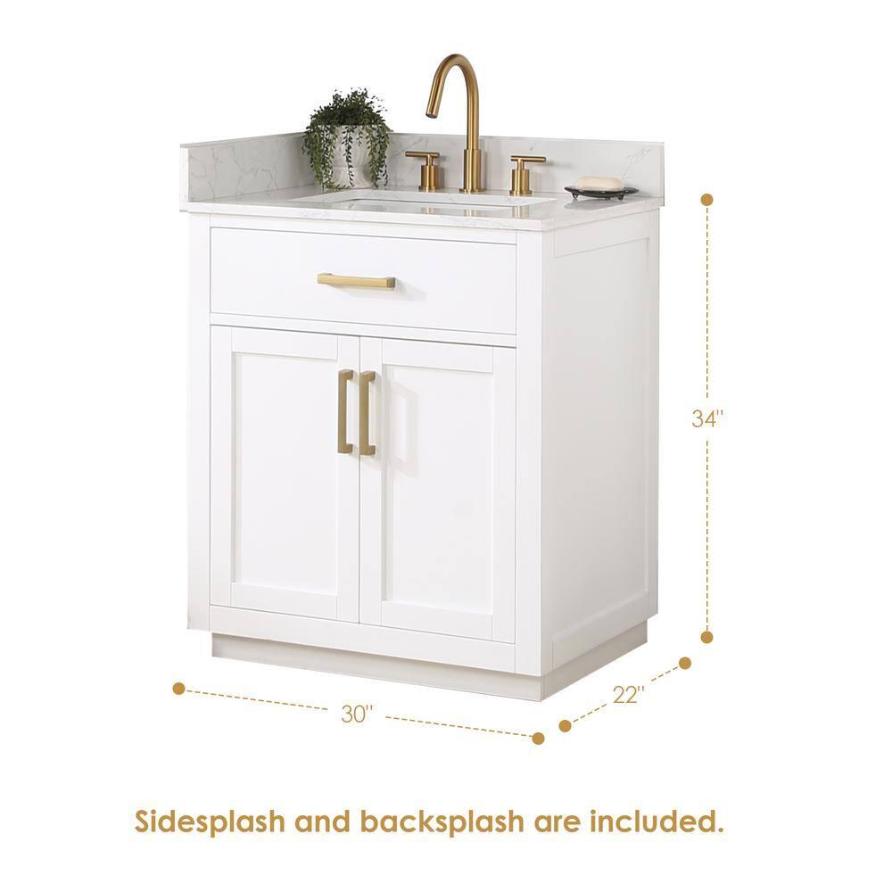 Altair 30" Single Bathroom Vanity in White without Mirror