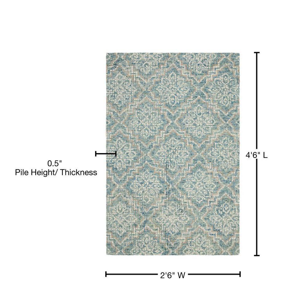 Abstract ABT201 Handmade Indoor Accent Rug - Blue/Grey - 3'x5' - Safavieh