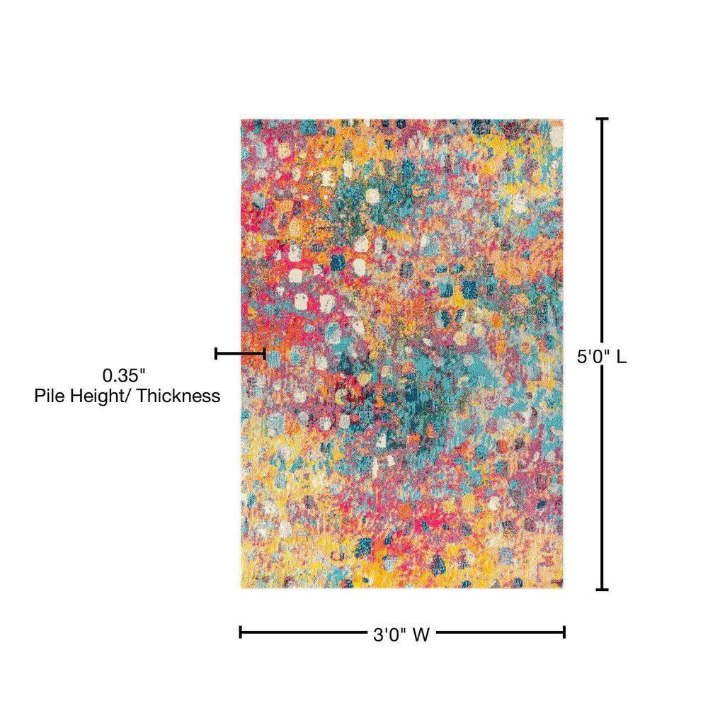 3'x5' Contemporary POP Modern Abstract Area Rug, Multi/Yellow - JONATHAN Y