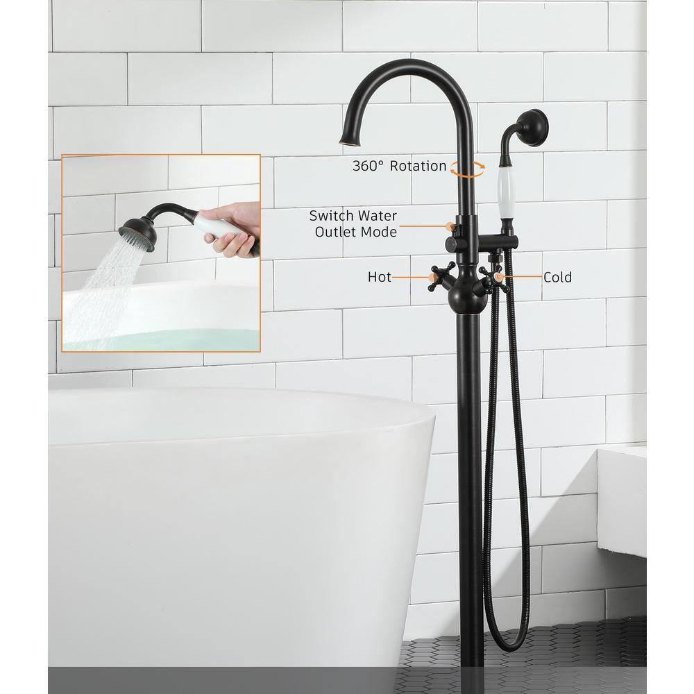 CASAINC Freestanding 2 Handles High Flow Bathtub Faucet with Hand Shower
