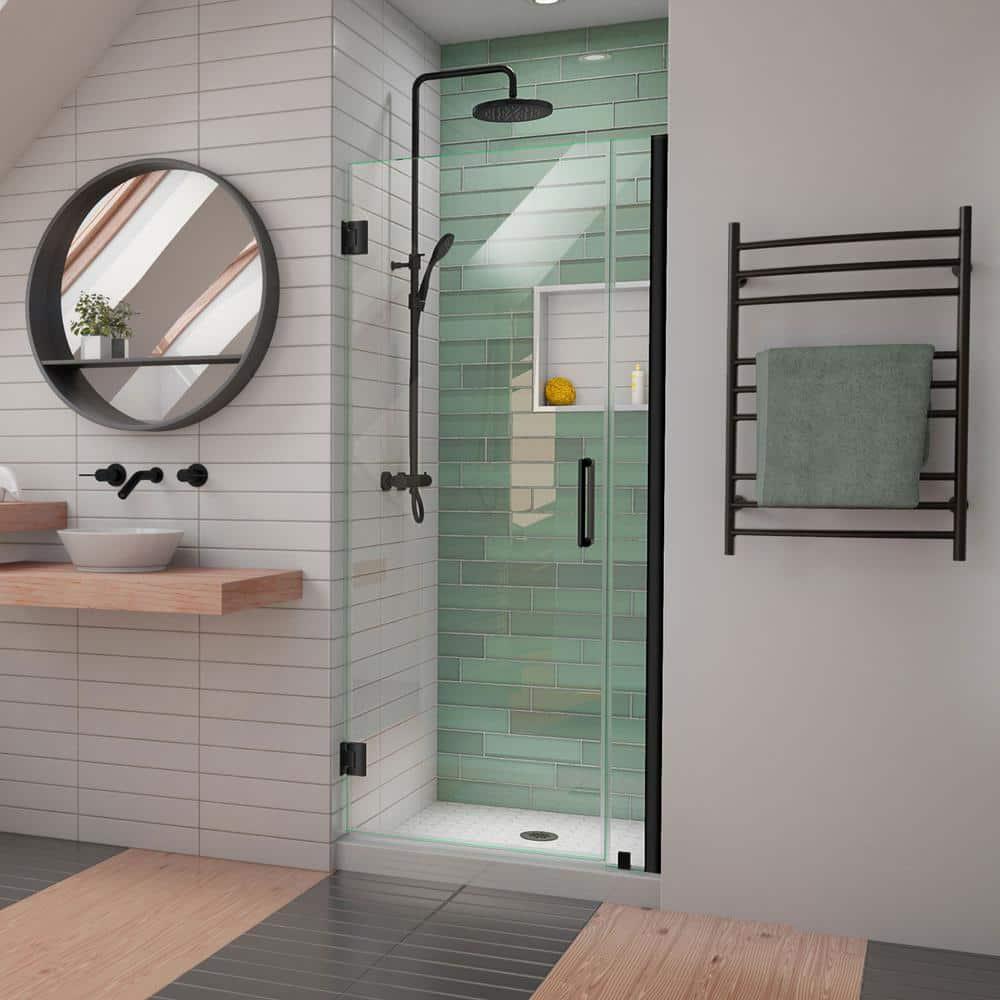 DreamLine Unidoor-LS 33-34 in. W x 72 in. H Frameless Hinged Shower Door in Satin Black