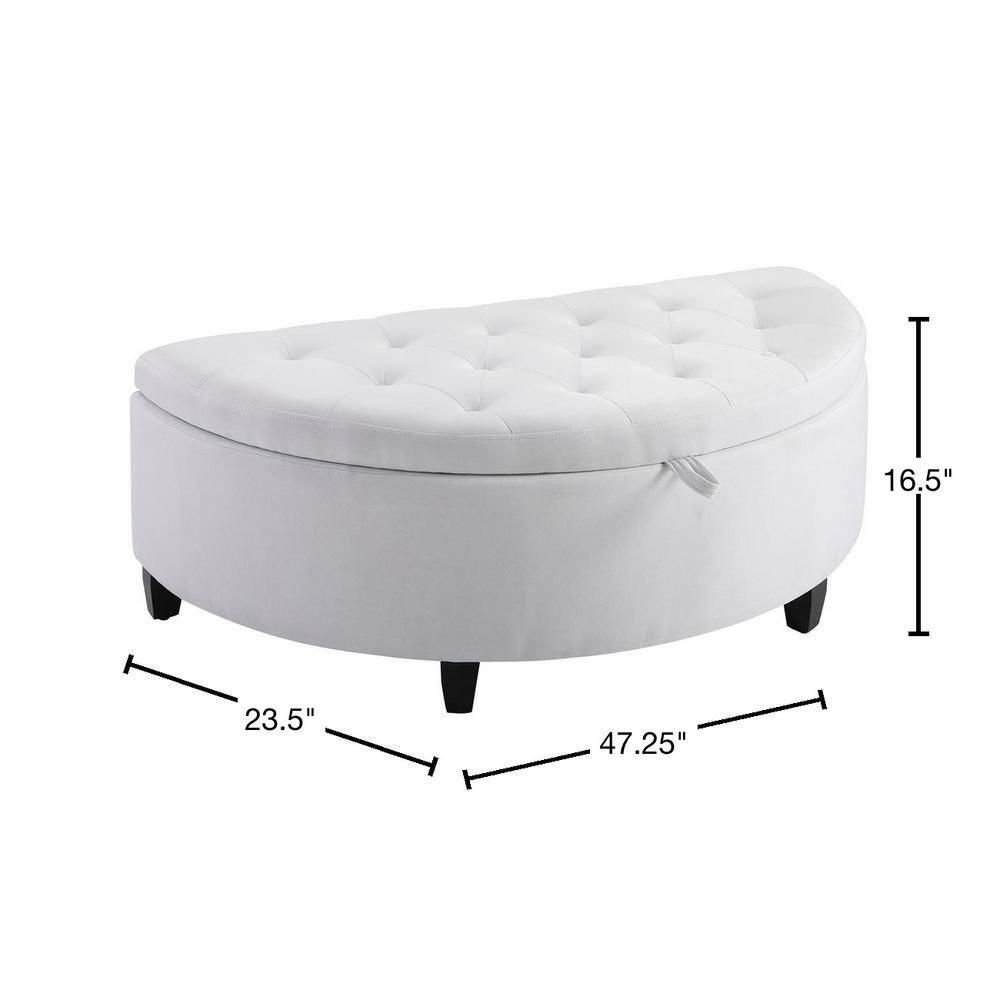 HOMCOM Half Moon Modern Luxurious Polyester Fabric Storage Ottoman Bench with Legs Lift Lid Thick Sponge Pad for Living Room, Entryway, Bedroom