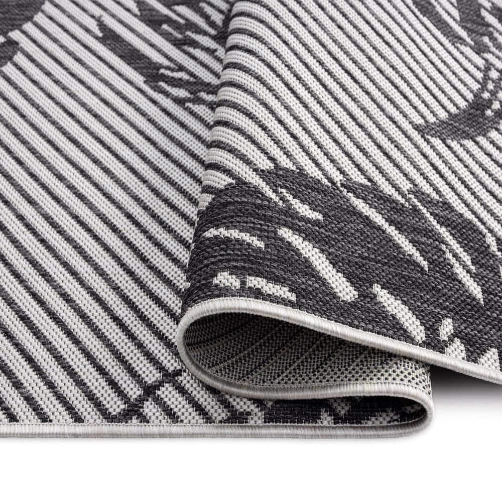 Tommy Bahama Palm Coastal Indoor/Outdoor Area Rug, Charcoal Gray