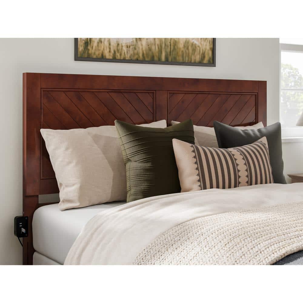 AFI Canyon Walnut Solid Wood Foundation Bed Frame with Matching Footboard, Queen