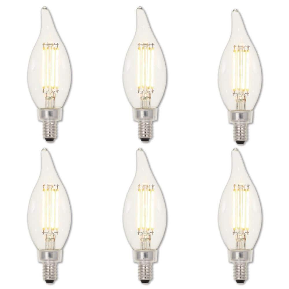 60-Watt Equivalent CA11 Dimmable Clear E12 Edison Filament LED Light Bulb 3000K (6-Pack)