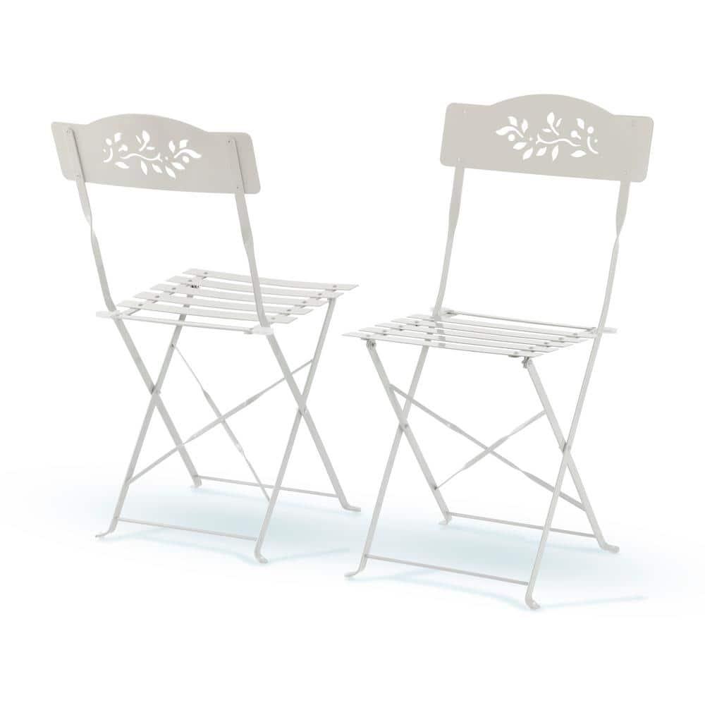 Alpine Corporation Indoor/Outdoor 3-Piece Bistro Set Folding Table and Chairs Patio Seating, White