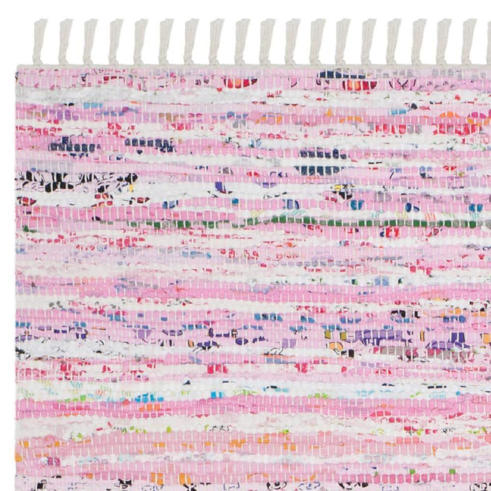 Rag Rug RAR125 Hand Woven Indoor Runner Rug - Light Pink/Multi - 2'3"x6' - Safavieh.