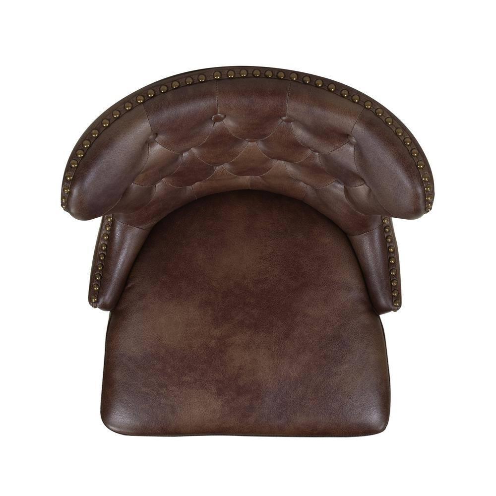 Holmes Tufted High-Back 360 Swivel Counter-Height Barstool Mid Brown