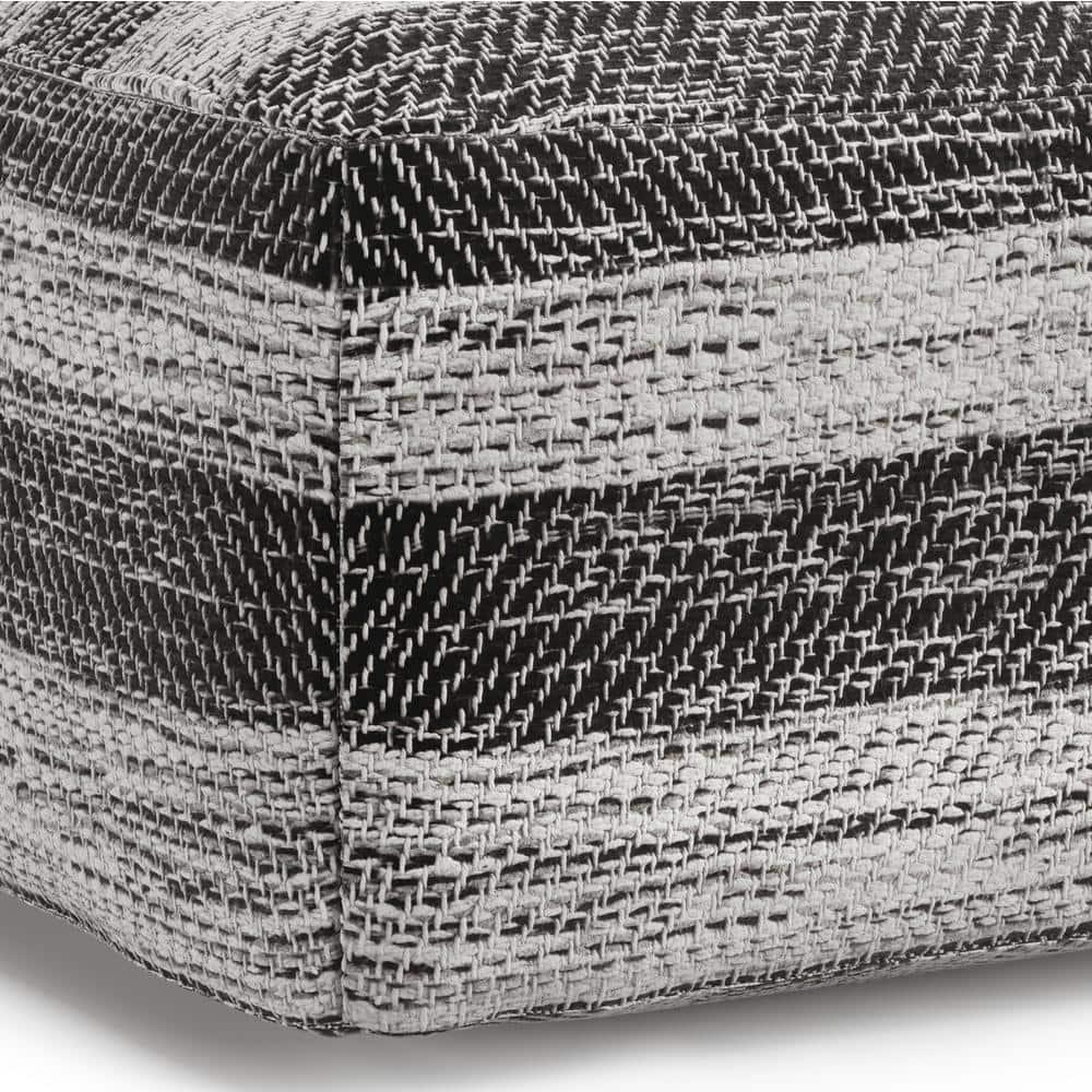 Simpli Home Clay 18"W Upholstered Cotton Square Pouf